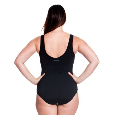 Funkita Form Ruched Swim One Piece Still Black Ladies Swimwear