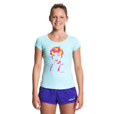 Floral Cap Girl's Scoop Neck T-Shirt