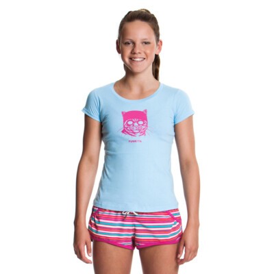 Cat and Goggles Girl's Scoop Neck T-Shirt