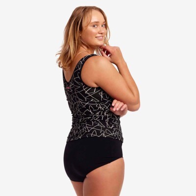 Texta Mess Ladies Zip Front Tankini