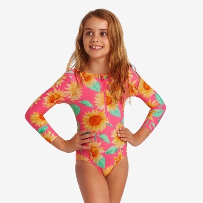 Funkita Belted Frill One Piece Minty Mixer | Toddler Girls