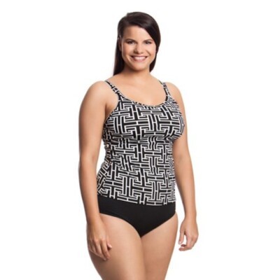 Black Gossamer Ladies Split Strap Tankini