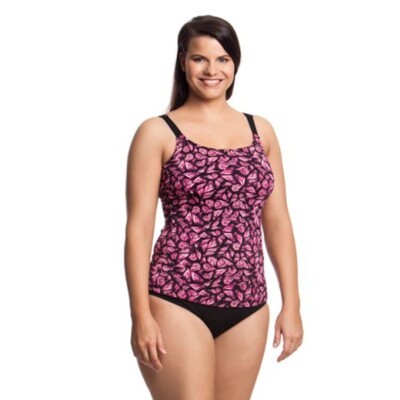 Pink Flutterby Ladies Scoop Neck Tankini