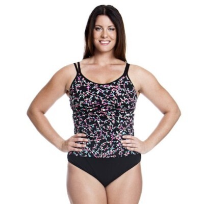 Midnight Daisy Ladies Split Strap Tankini