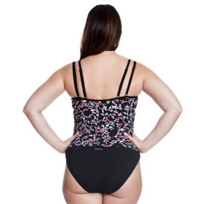 Midnight Daisy Ladies Split Strap Tankini