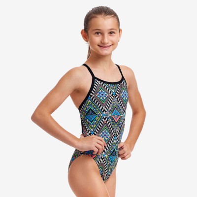 Funkita Criss Cross Two Piece Minty Mixer | Girls Swimwear