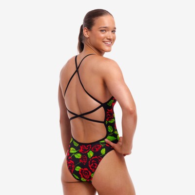 Black Rose Ladies Strapped In One Piece