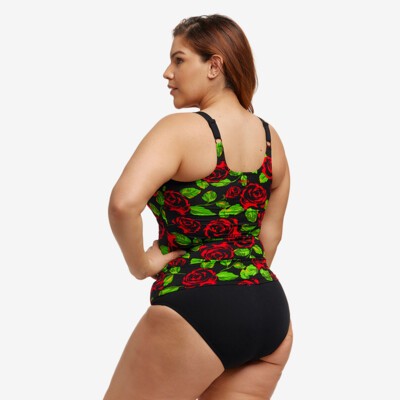Black Rose Ladies Scoop Neck Tankini