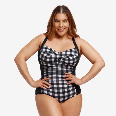 Check Deck Ladies Ruched One Piece