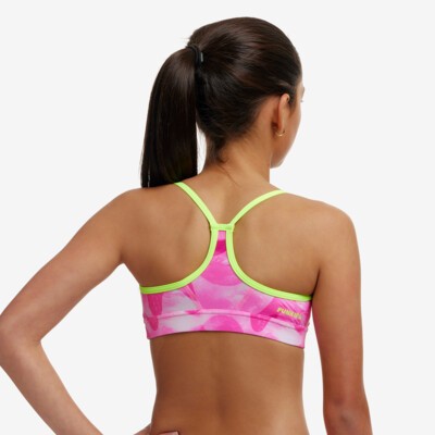 Pink Caps Girl's Swim Crop Top