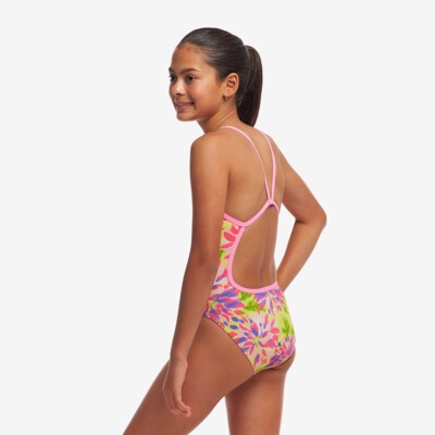 Funkita Single Strap One Piece White Walker | Girls Swimwear