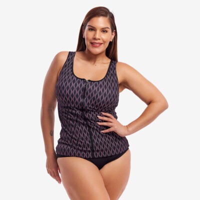 Curvy Queen Ladies Zip Front Tankini