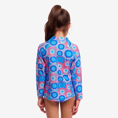 Bundjalung Blue Toddler Girl's Zippy Rash Vest