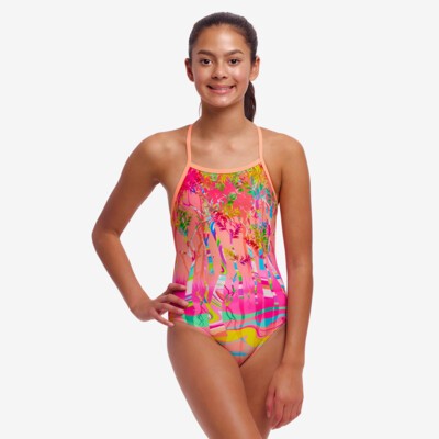 Girl's Strapped In One Piece Zip Zap