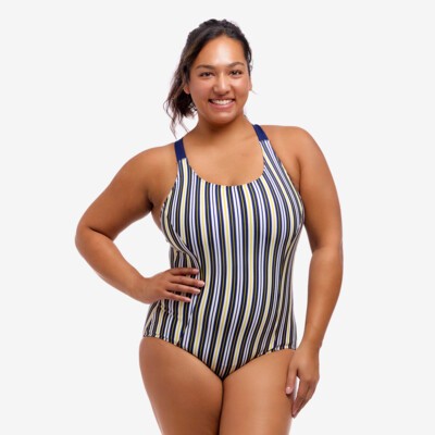 Admiralty Stripe Ladies Brace Me Back One Piece