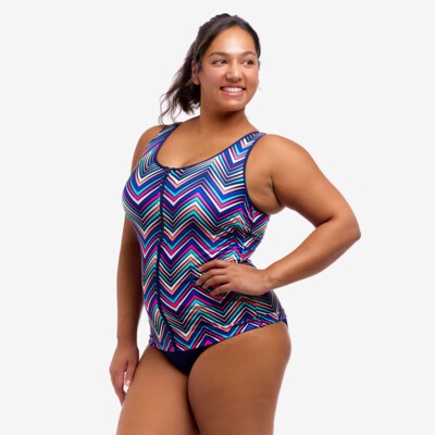 Point Out Ladies Zip Front Tankini