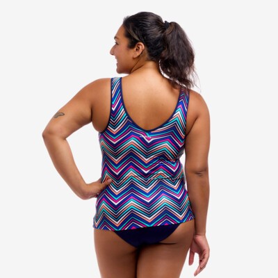 Firefly Mia Top Tankini Donna | Blu Scuro/Fiore | Asciugatura Rapida E Imbottitura Rimovibile | Taglia 38