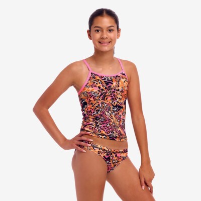 Tipsy Tiger Girl's Swim Steady Tankini & Brief
