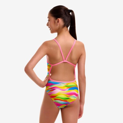 Maybe Wavy Girl's Single Strap One Piece