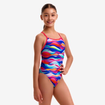 Royal Wave Girl's Single Strap One Piece