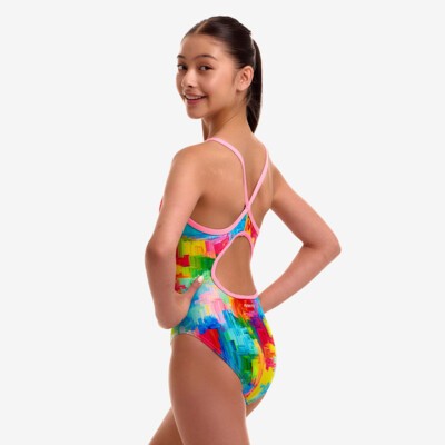 Falling Colours Girl's Diamond Back One Piece