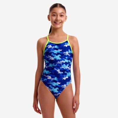 Clean Marine Girl's Diamond Back One Piece