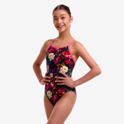 Bed Of Roses Girl's Diamond Back One Piece