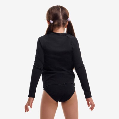 Still Black Toddler Girl's Long Sleeve Rash Vest