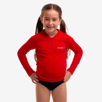 Still Red Toddler Girl's Long Sleeve Rash Vest
