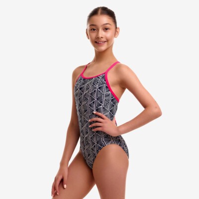 Stickler Girl's Diamond Back One Piece