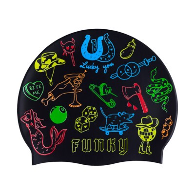 Doodles  Silicone Swimming Cap