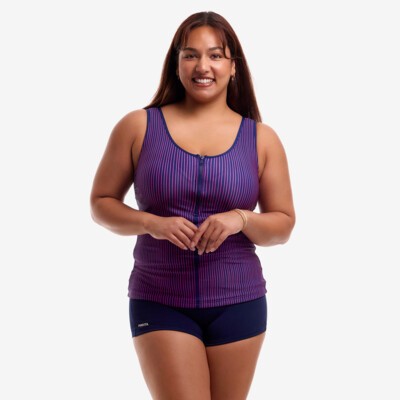 Peach Tea Ladies Zip Front Tankini