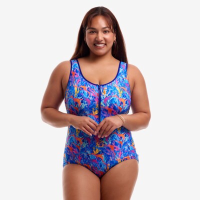 Dragons Den Ladies Zip Front One Piece