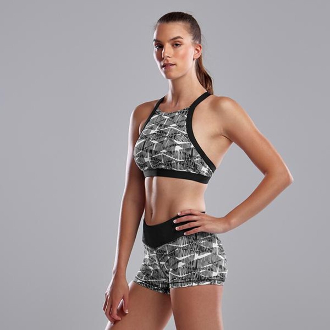 Bar Tack Ladies High Neck Crop Top