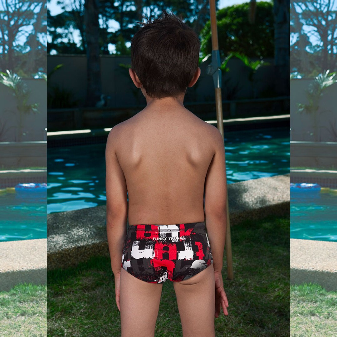 Funky Trunks Printed Swim Trunks Branded Red Toddler Boys Swimwear