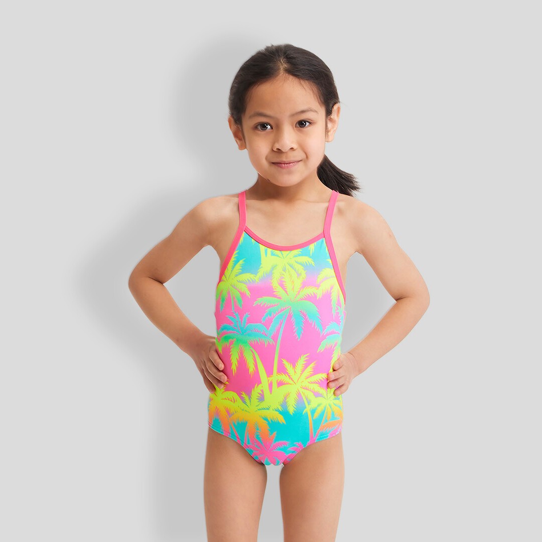 Funkita Swim Crop Hawaiian Heaven Bikini Top Pink