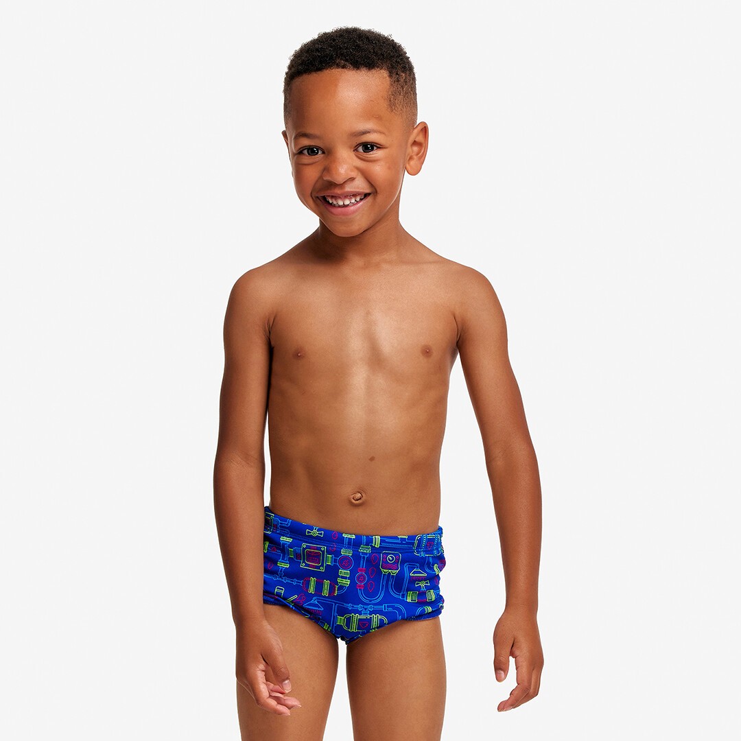 Funky Trunks Printed Swim Trunks Backed Up Toddler Boys Swimwear