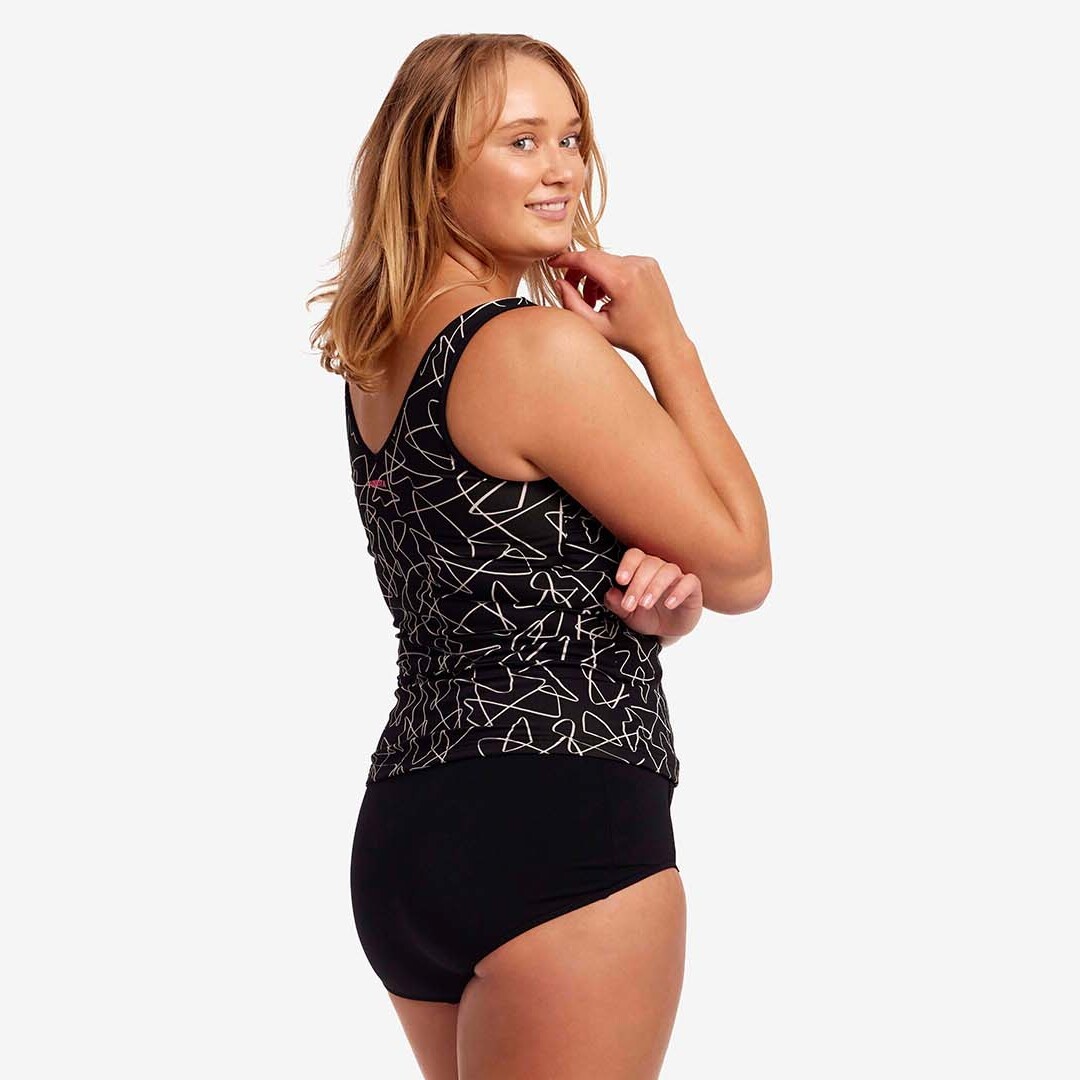 Texta Mess Ladies Zip Front Tankini