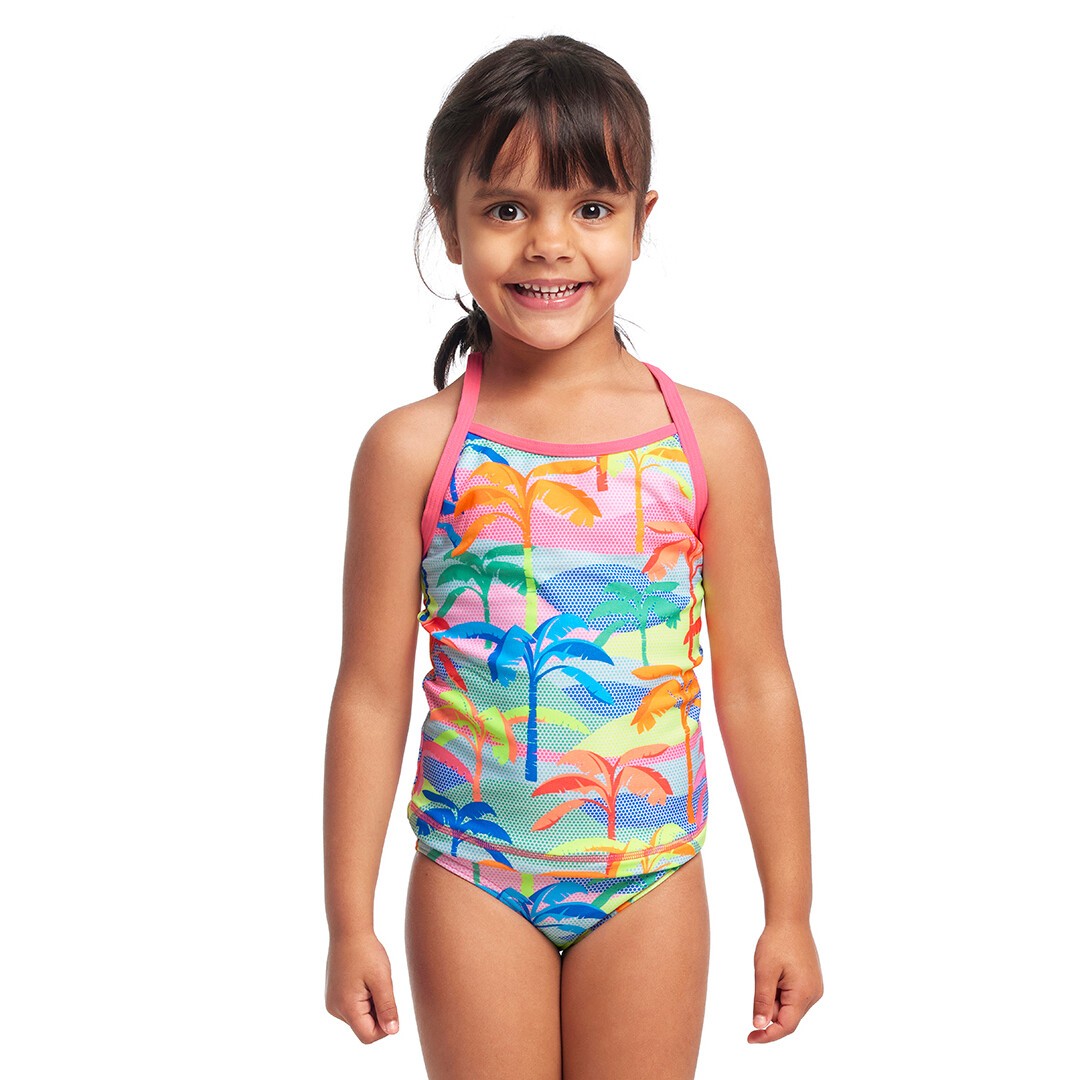 Funkita Swim Steady Tankini Brief Poka Palm Toddler Girls Swimwear