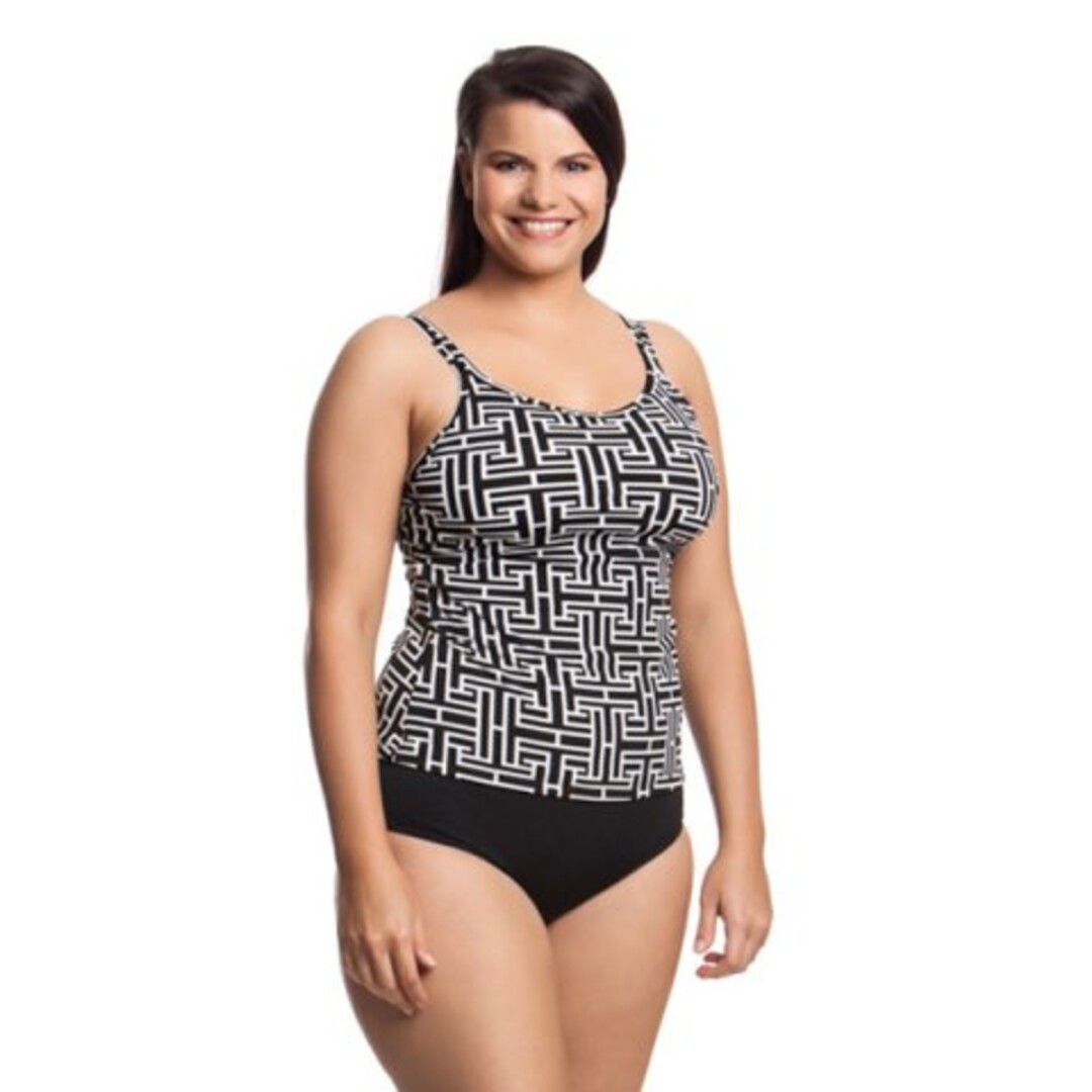 Black Gossamer Ladies Split Strap Tankini