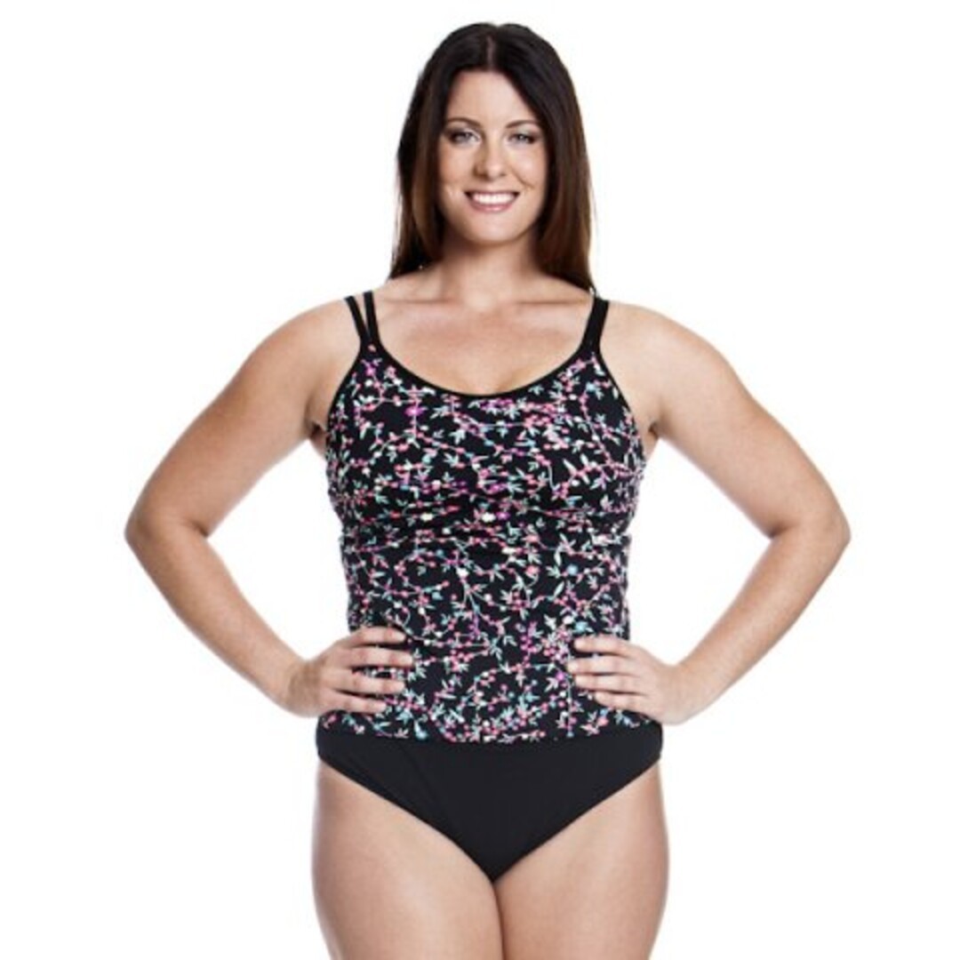 Midnight Daisy Ladies Split Strap Tankini