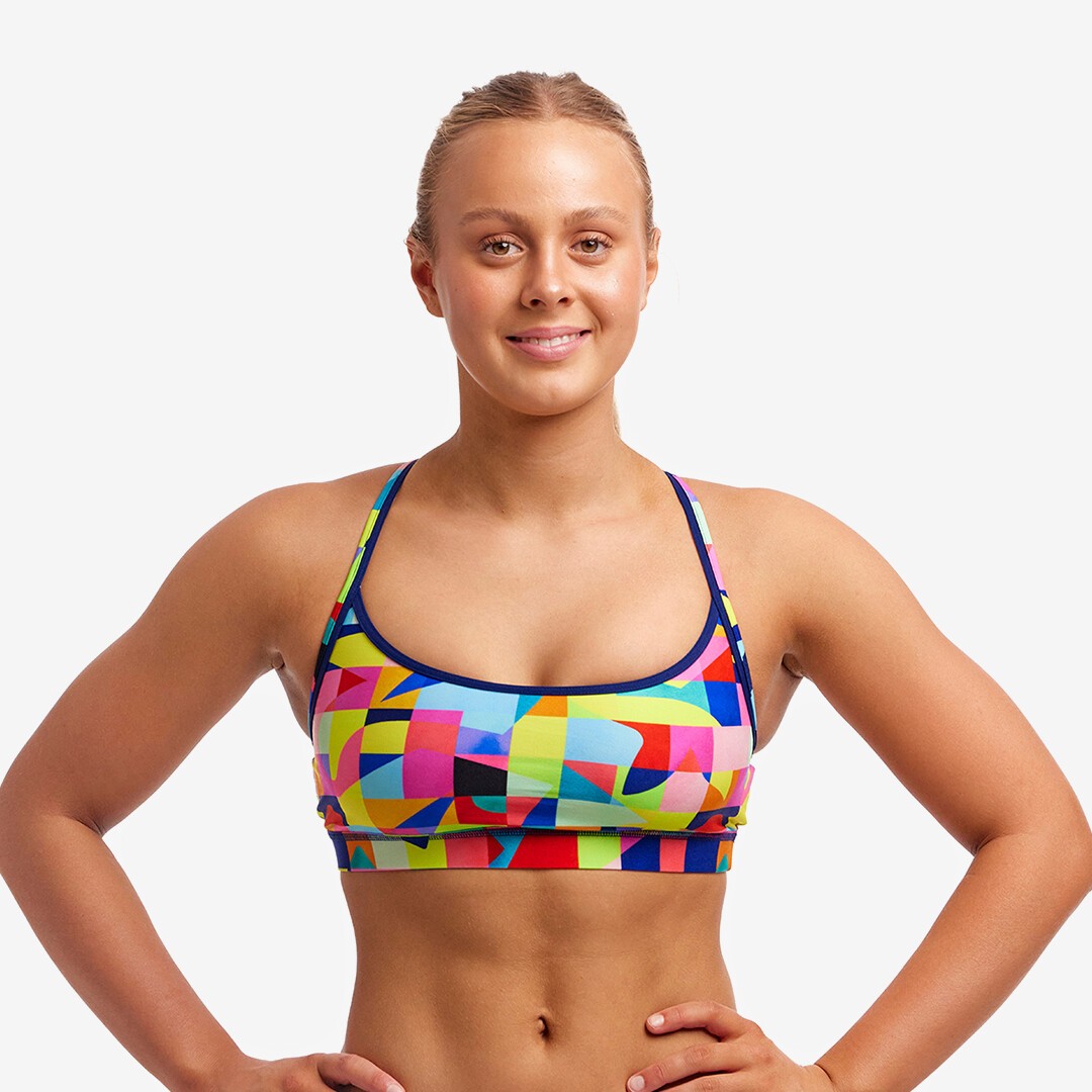 Funkita Sports Swim Bikini Top On The Grid Ladies Swimwear