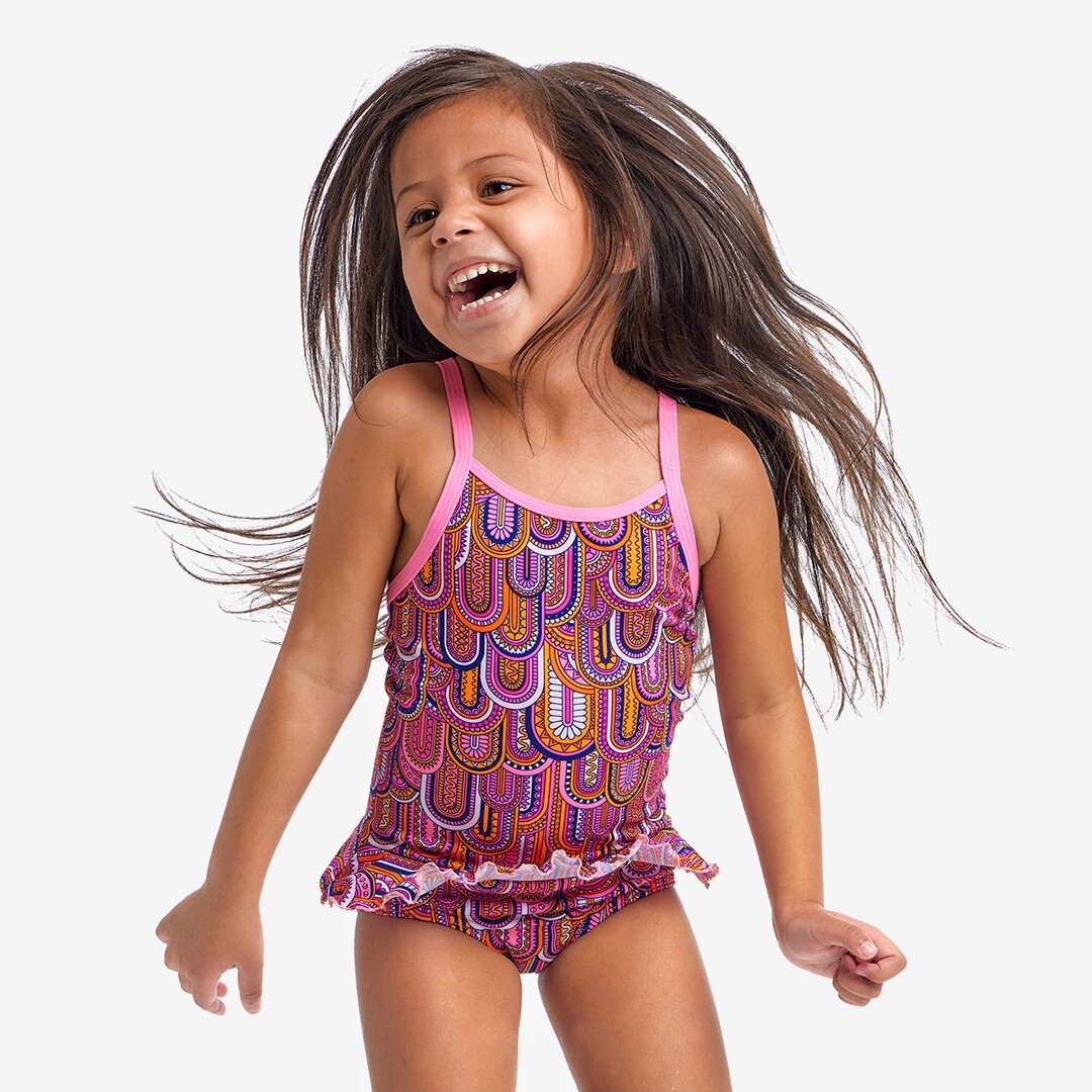 Girls frill swimsuit hotsell