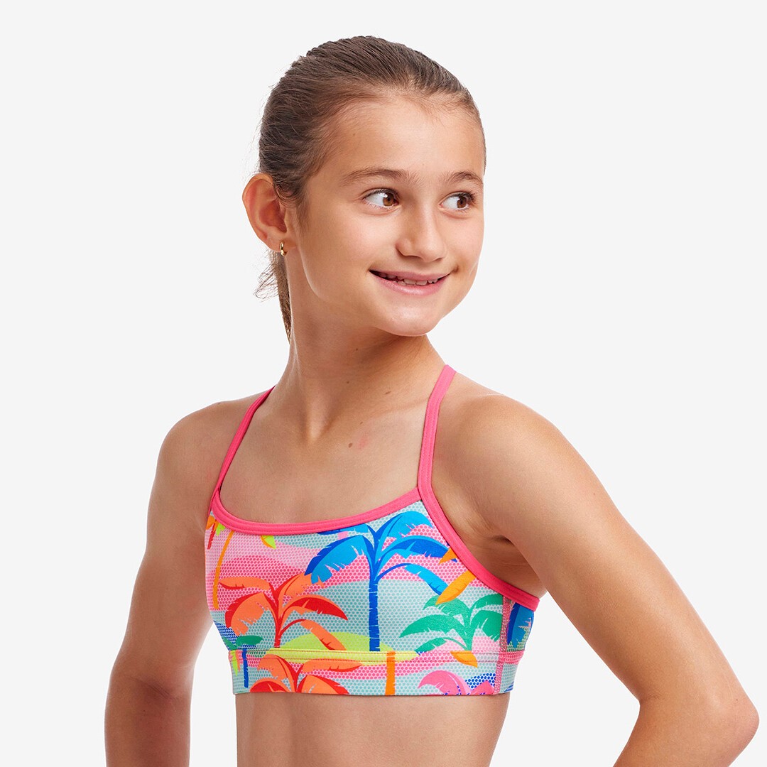 Funkita Swim Crop Top Poka Palm Girls Swimwear
