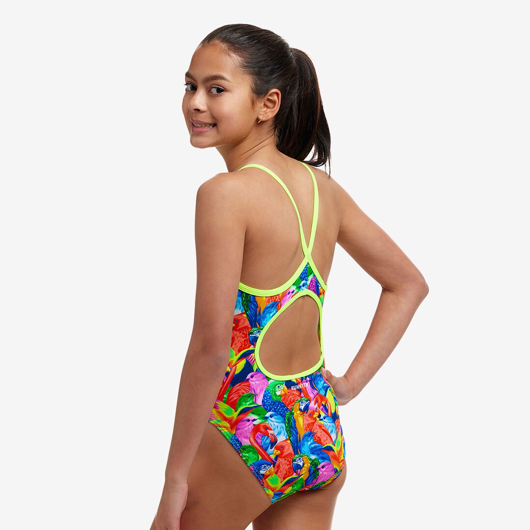 Funkita Diamond Back One Piece Bright Birds Girls Swimwear