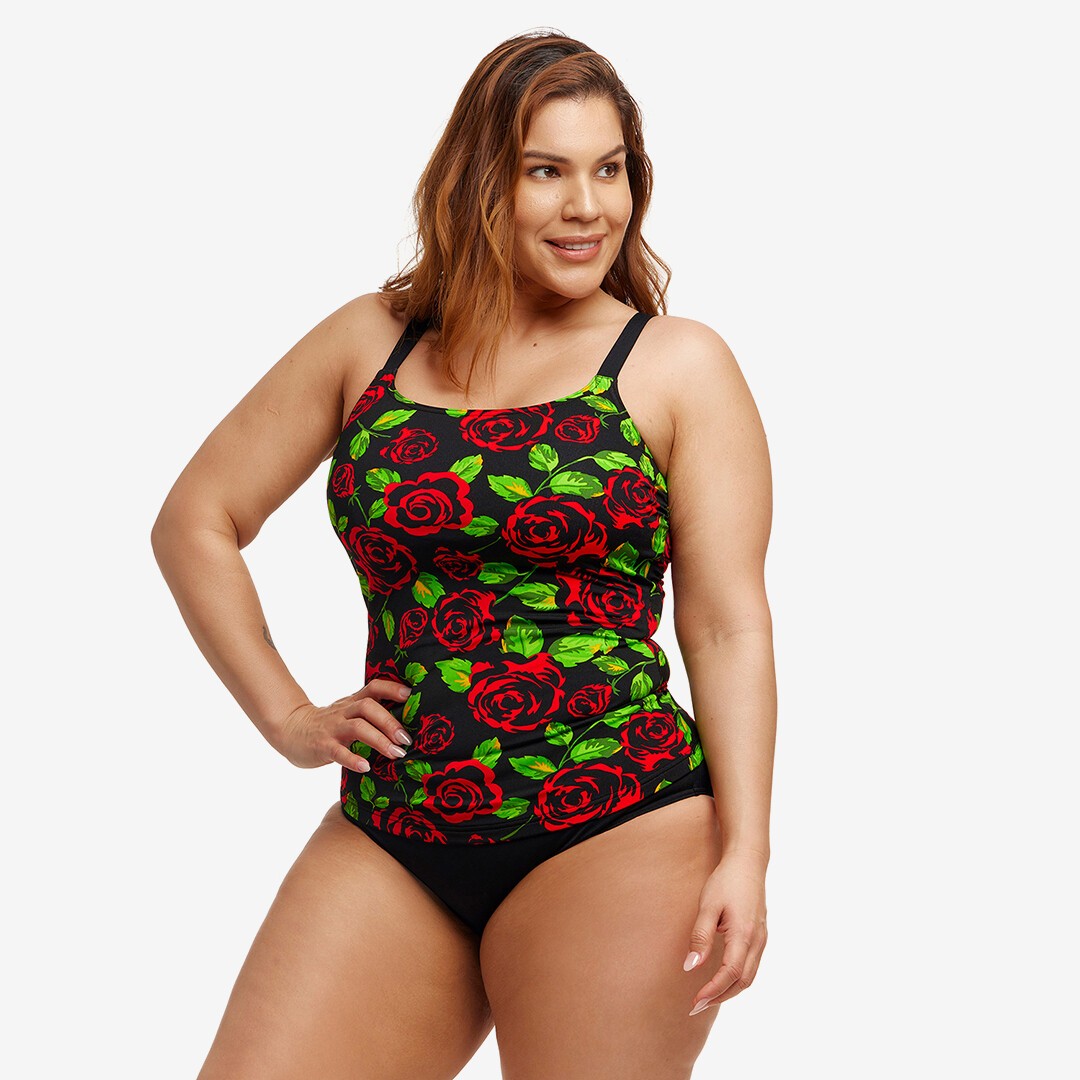Black Rose Ladies Scoop Neck Tankini