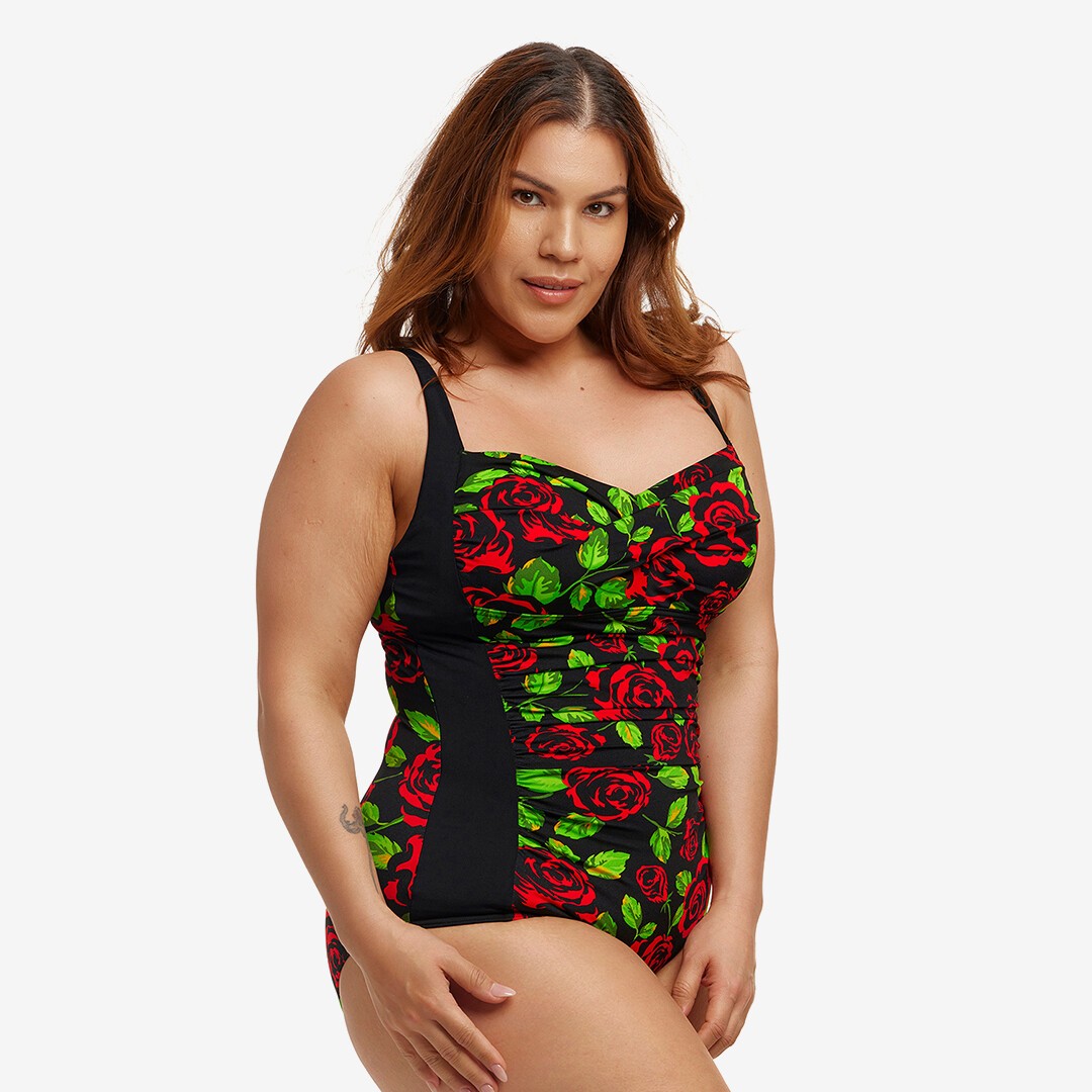 Black Rose Ladies Ruched One Piece