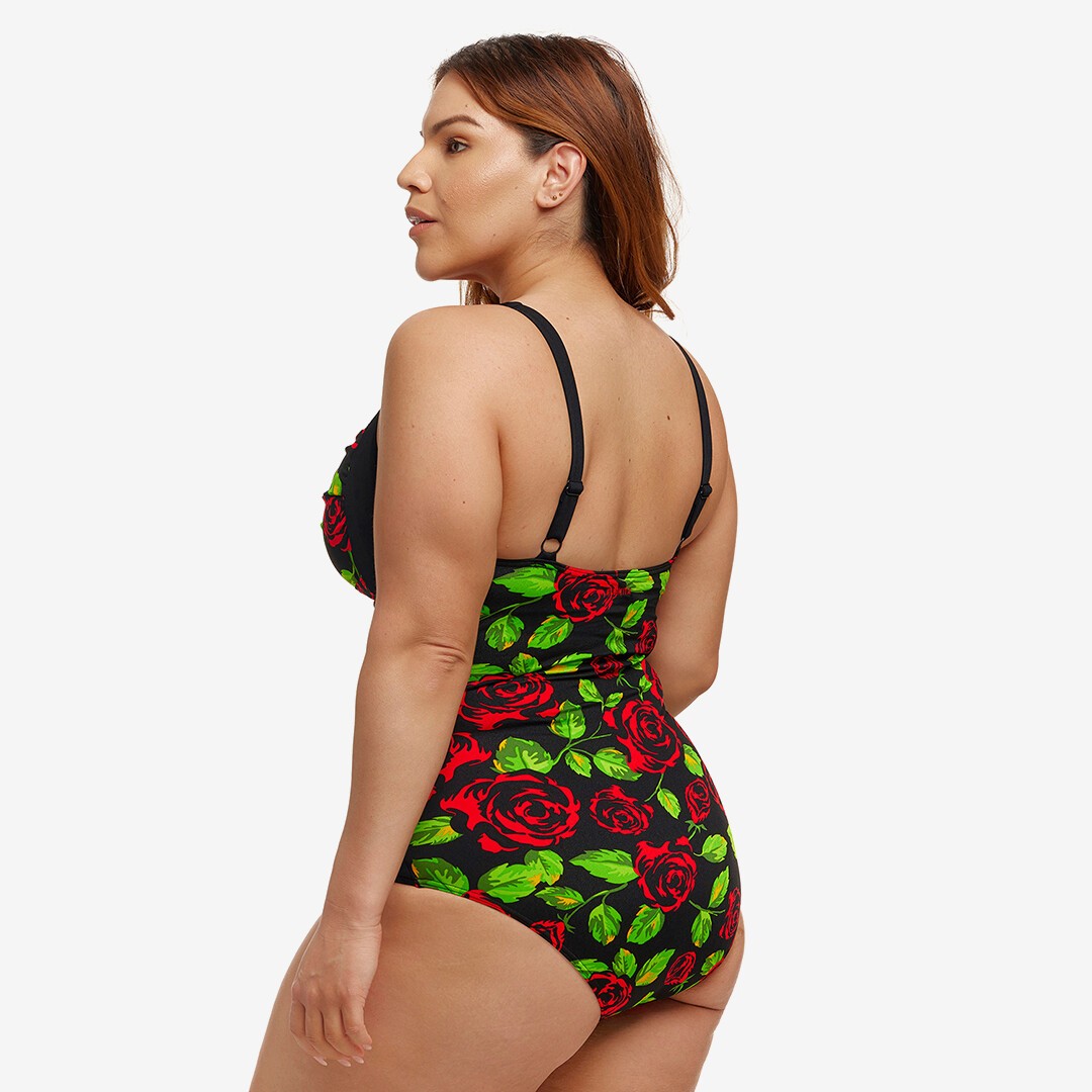 Black Rose Ladies Ruched One Piece