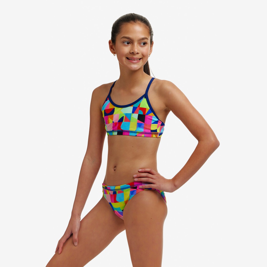 Funkita Racerback Two Piece On The Grid Girls Swimwear