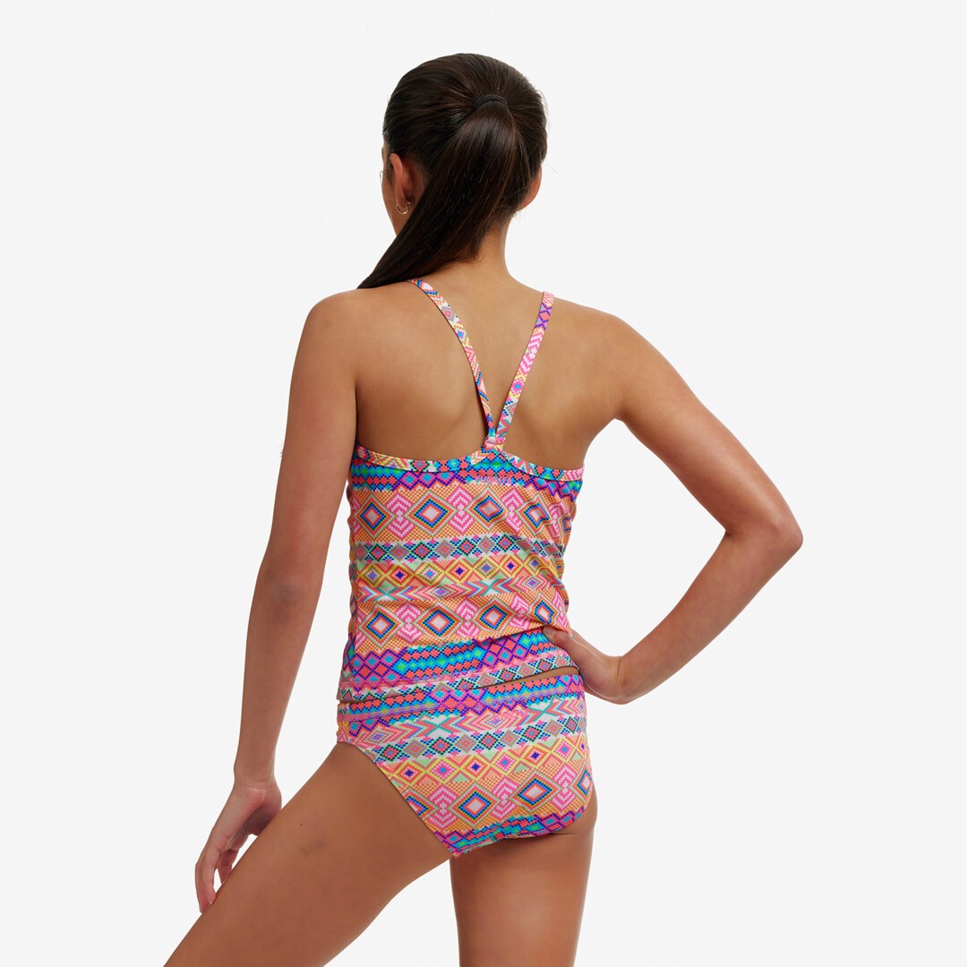 Devil In Detail Girl's Swim Steady Tankini & Brief